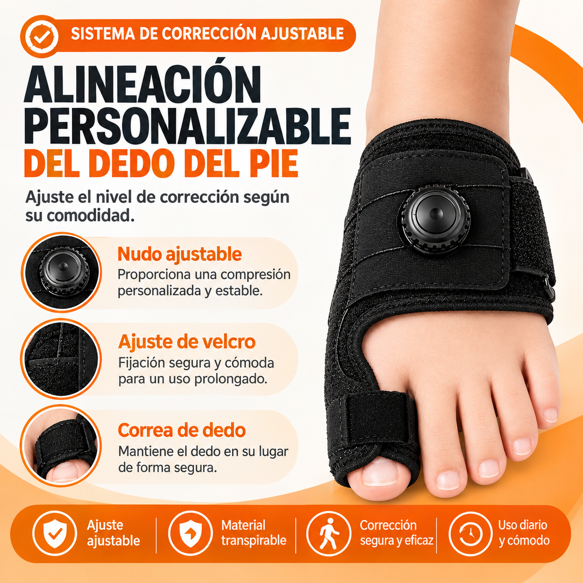 BuniFlex — Corrector y separador de dedos para el cuidado diario de tus pies.
